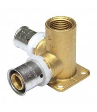 Comisa Doorgaande muurplaat 16mmx2 - 1/2 Binnendraad - 16mmx2 Haaks en laag model Schroefbus