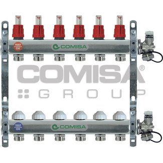 Comisa Collecteur de chauffage par le sol à 6 groupes en acier inoxydable