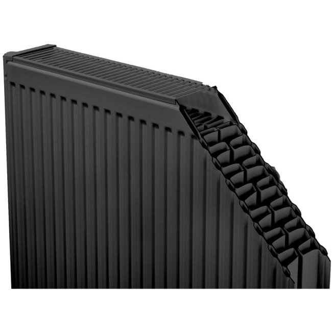  50x100 cm Type 22 - 1866 Watt - Oppio Paneelradiator Compact 6 geribbelde voorzijde - Mat Zwart (Ral 9005)