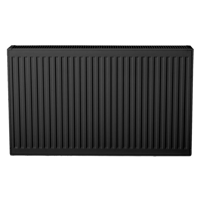  60x80 cm Type 22 - 1751 Watt - Oppio Paneelradiator Compact 6 geribbelde voorzijde - Mat Zwart (Ral 9005)