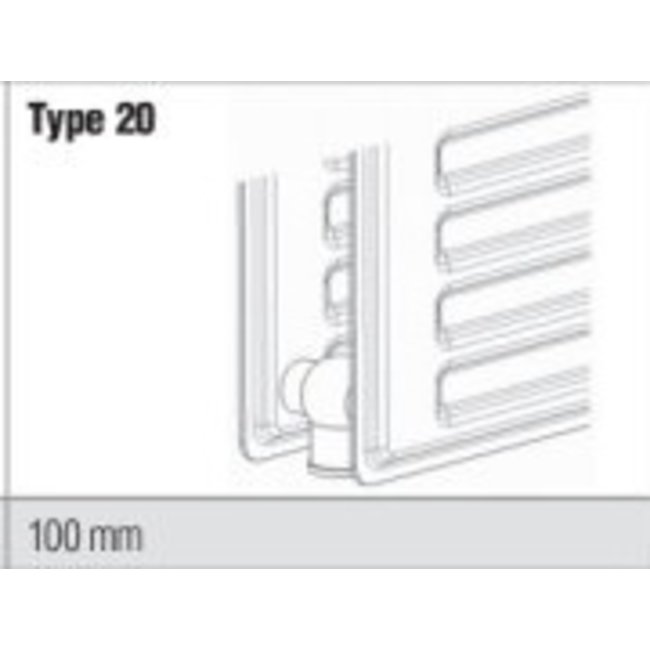  200x50 cm Type 20 - 1868 Watt - Oppio Verticale radiator gegroefde voorzijde - Wit (Ral 9016)