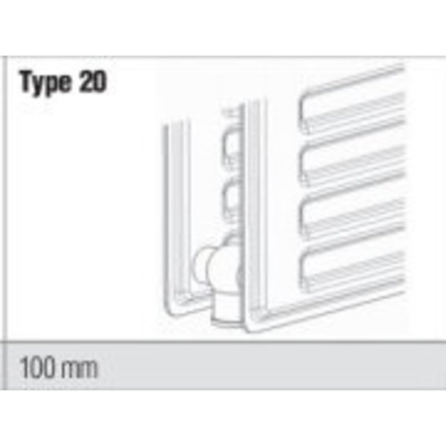  200x60 cm Type 20 - 2214 Watt - Oppio Verticale radiator gegroefde voorzijde - Wit (Ral 9016)