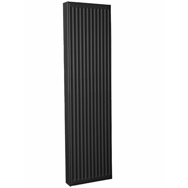  200x60 cm Type 22 - 3252 Watts - ECA Radiateur vertical à façade nervurée - Noir mat (Ral 9005)