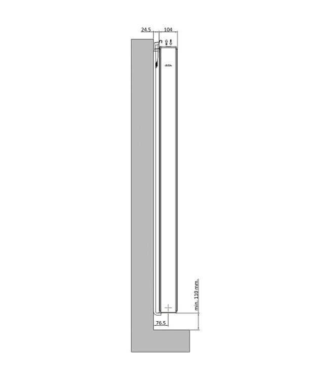 180x60 cm Type 22 - 2990 watt - ECA Verticale radiator gegroefde voorzijde - Mat Zwart (Ral 9005)