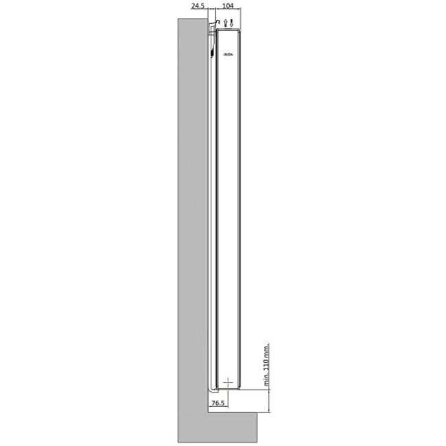  180x50 cm Type 22 - 2492 Watt - ECA Radiateur vertical à façade plate - Noir mat (Ral 9005)