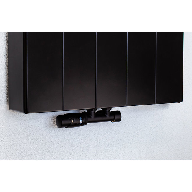  200x60 cm Type 22 - 3252 watt - ECA Verticale radiator gegroefde voorzijde - Mat Zwart (Ral 9005)