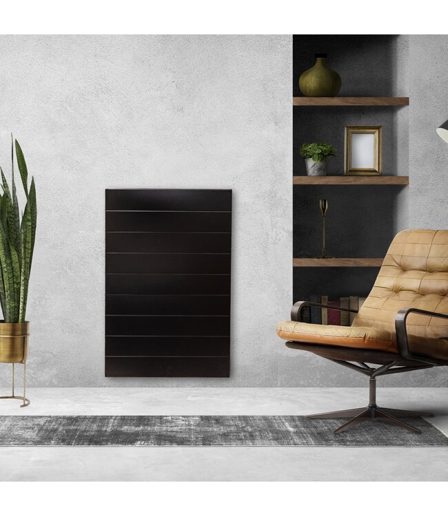  90x60 cm Type 22 - 1760 Watt - ECA Paneelradiator Compact 8 gegroefde voorzijde - Mat Zwart (Ral 9005)