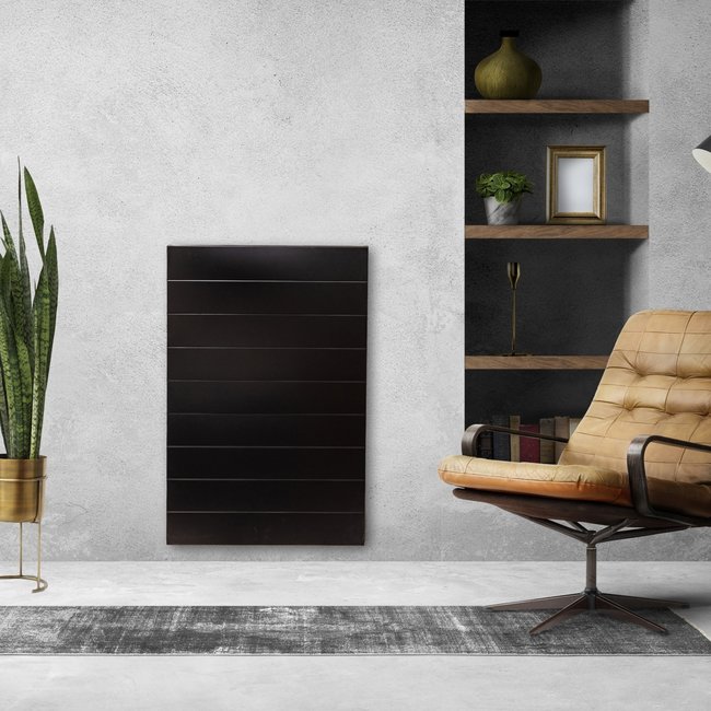  90x80 cm Type 22 - 2347 Watt - Oppio Paneelradiator Compact 6 gegroefde voorzijde - Mat Zwart (Ral 9005)