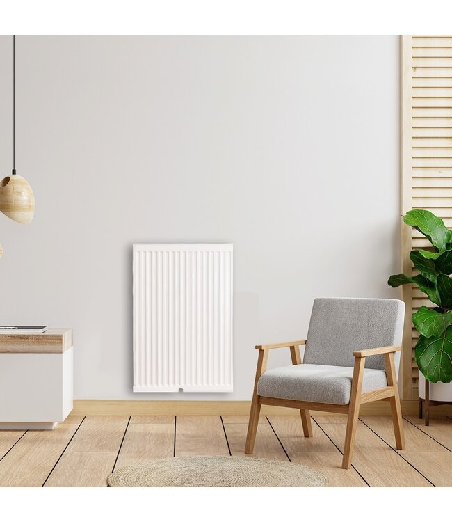  90x80 cm Type 22 - 2347 Watt - ECA Paneelradiator Compact 8 geribbelde voorzijde - Wit (Ral 9016)