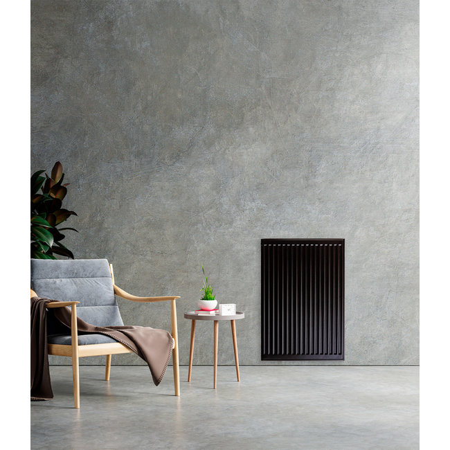  90x100 cm Type 22 - 2934 Watt - Oppio Paneelradiator Compact 6 geribbelde voorzijde - Mat Zwart (Ral 9005)