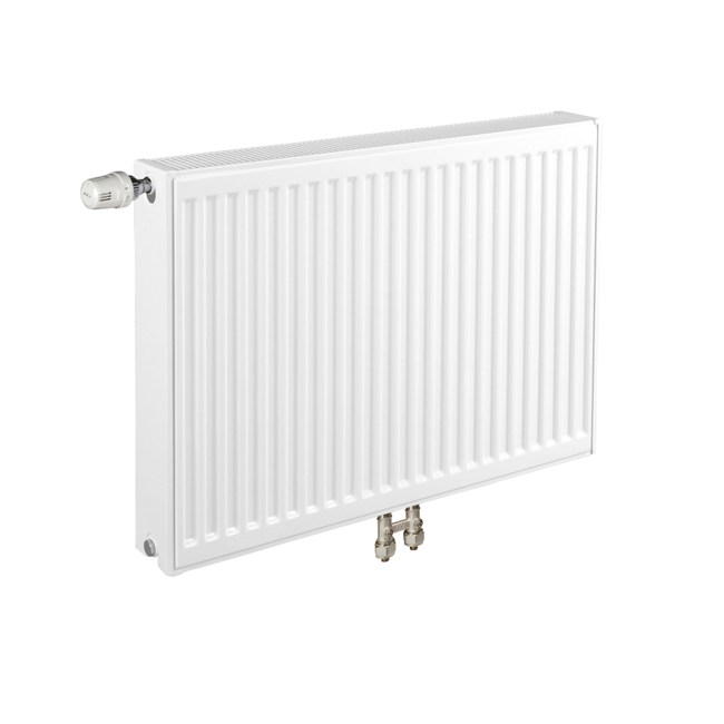  50x140 cm Type 22 - 2612 Watt - ECA Paneelradiator Compact 8 geribbelde voorzijde - Wit (Ral 9016)