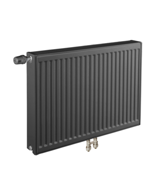 ECA 60x200 cm Type 22 - 4378 Watt - ECA Paneelradiator Compact 8 geribbelde voorzijde - Mat Zwart (Ral 9005)