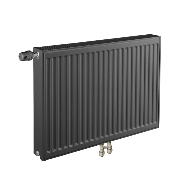  60x200 cm Type 22 - 4378 watts - ECA Panneau radiateur Compact 8 façade nervurée - Noir mat (Ral 9005)