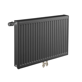 ECA 60x100 cm Type 22 - 2189 Watt - ECA Paneelradiator Compact 8 geribbelde voorzijde - Mat Zwart (Ral 9005)