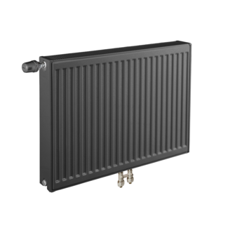 ECA 60x100 cm Type 22 - 2189 watts - ECA Panneau radiateur Compact 8 façade nervurée - Noir mat (Ral 9005)