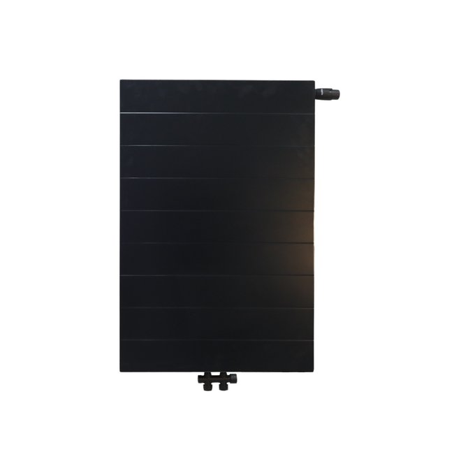  90x80 cm Type 22 - 2347 Watt - ECA Paneelradiator Compact 8 gegroefde voorzijde - Mat Zwart (Ral 9005)