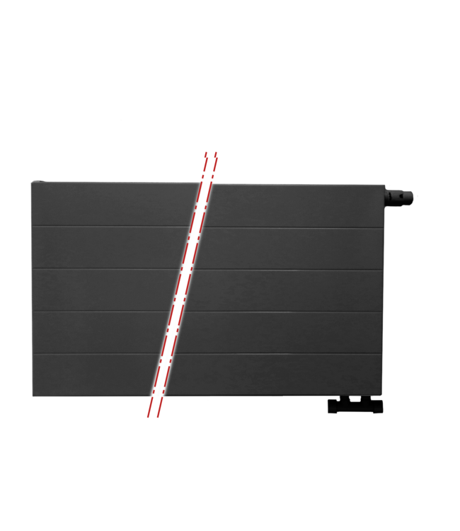  60x200 cm Type 22 - 4378 Watt - Radiateur Oppio Panel Compact 6 rainures frontales - Noir mat (Ral 9005)