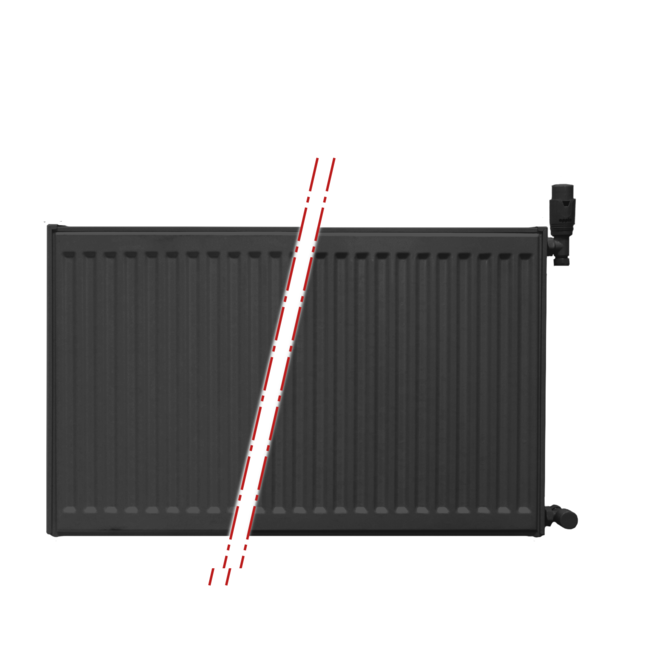  60x140 cm Type 22 - 3065 watts - Radiateur Oppio Panel Compact 6 nervures - Noir mat (Ral 9005)