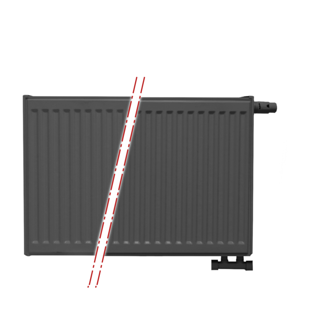  60x140 cm Type 22 - 3065 watts - Radiateur Oppio Panel Compact 6 nervures - Noir mat (Ral 9005)