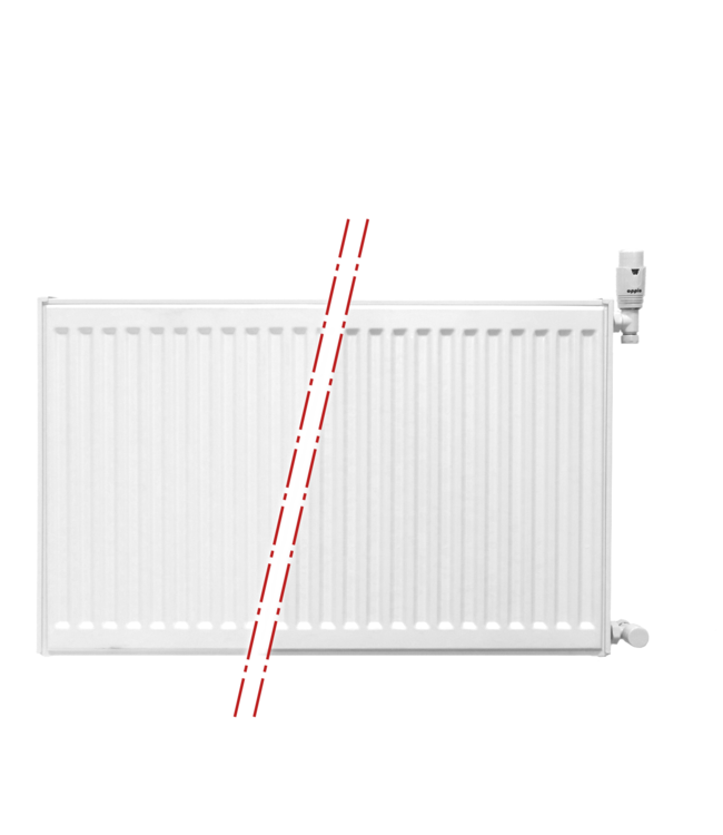  40x80 cm Type 33 - 1839 Watt - ECA Paneelradiator Compact 8 geribbelde voorzijde - Wit (Ral 9016)