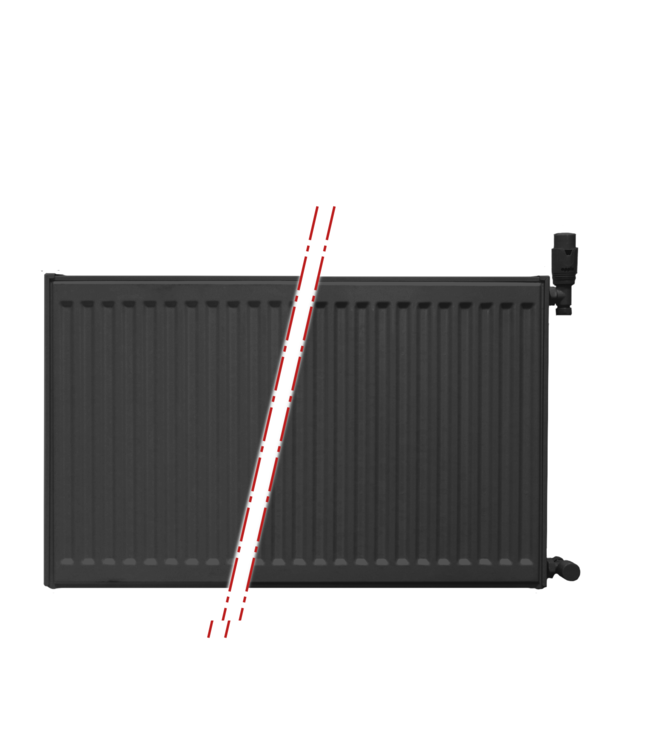  60x140 cm Type 22 - 3065 watts - ECA Panneau radiateur Compact 8 façade nervurée - Noir mat (Ral 9005)