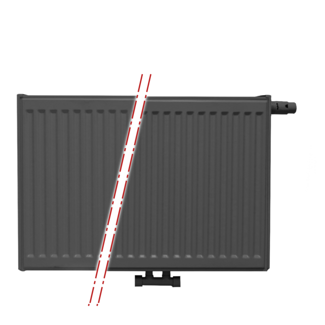  60x100 cm Type 22 - 2189 watts - ECA Panneau radiateur Compact 8 façade nervurée - Noir mat (Ral 9005)