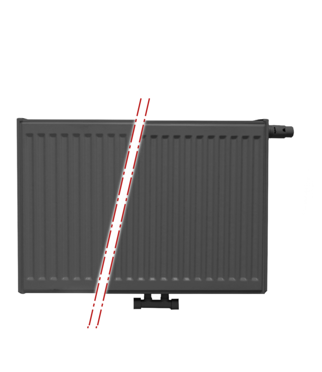  60x80 cm Type 22 - 1751 watts - ECA Panneau radiateur Compact 8 façade nervurée - Noir mat (Ral 9005)