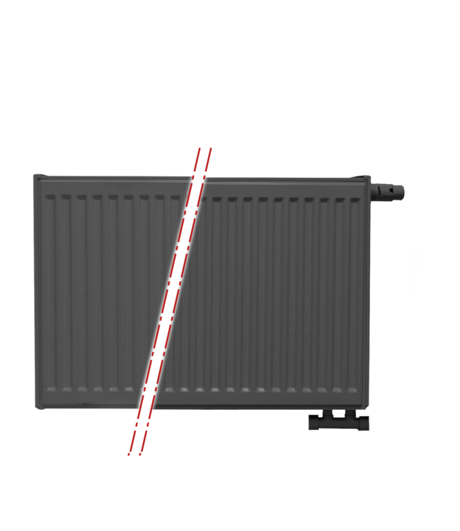  60x80 cm Type 22 - 1751 watts - ECA Panneau radiateur Compact 8 façade nervurée - Noir mat (Ral 9005)