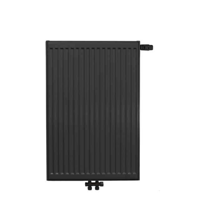  90x100 cm Type 22 - 2934 watts - ECA Panneau radiateur Compact 8 façade nervurée - Noir mat (Ral 9005)
