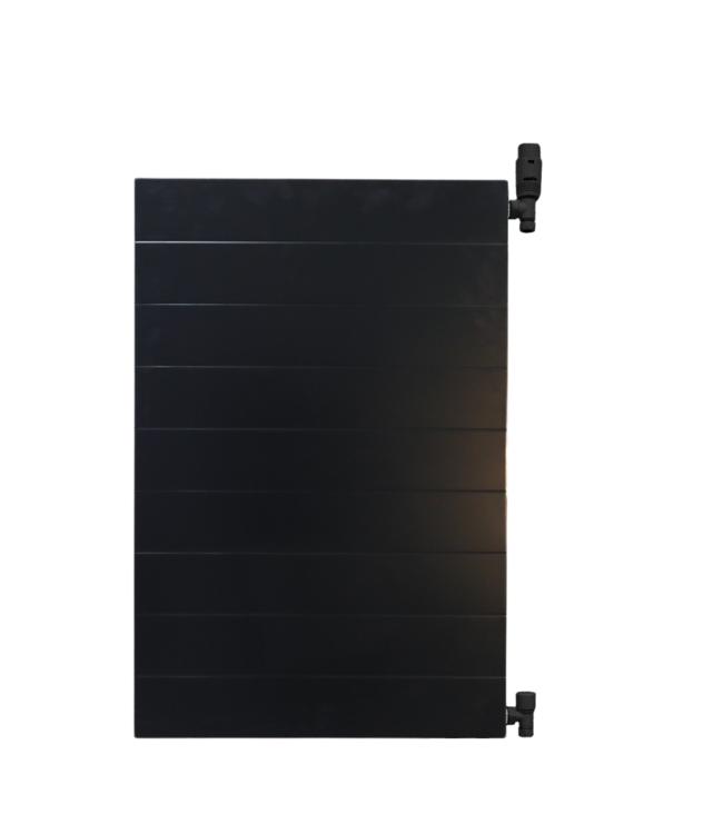  90x60 cm Type 22 - 1760 Watt - ECA Paneelradiator Compact 8 gegroefde voorzijde - Mat Zwart (Ral 9005)