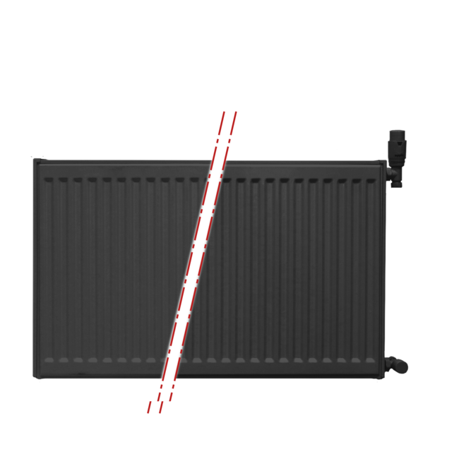  50x80 cm Type 11 - 807 watts - ECA Panneau radiateur Compact 8 façade nervurée - Noir mat (Ral 9005)