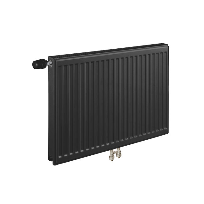  50x80 cm Type 11 - 807 watts - ECA Panneau radiateur Compact 8 façade nervurée - Noir mat (Ral 9005)