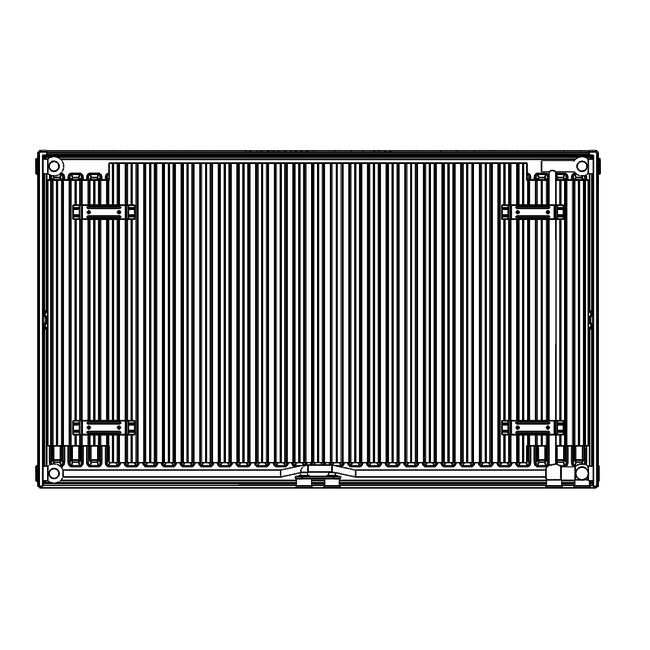 50x100 cm Type 11 - 1009 watts - ECA Panneau radiateur Compact 8 façade nervurée - Noir mat (Ral 9005)