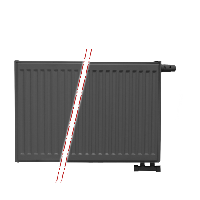  50x140 cm Type 11 - 1412 Watt - ECA Paneelradiator Compact 8 geribbelde voorzijde - Mat Zwart (Ral 9005)