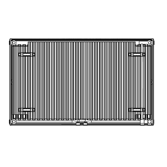  50x260 cm Type 11 - 2622 watts - ECA Panneau radiateur Compact 8 façade nervurée - Noir mat (Ral 9005)