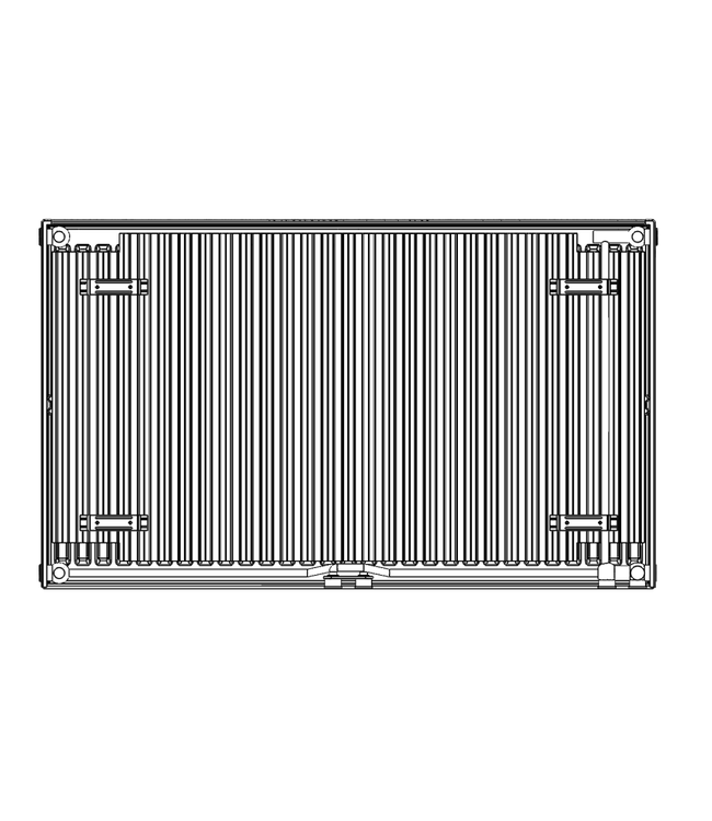  60x220 cm Type 11 - 2584 watts - ECA Panneau radiateur Compact 8 façade nervurée - Noir mat (Ral 9005)