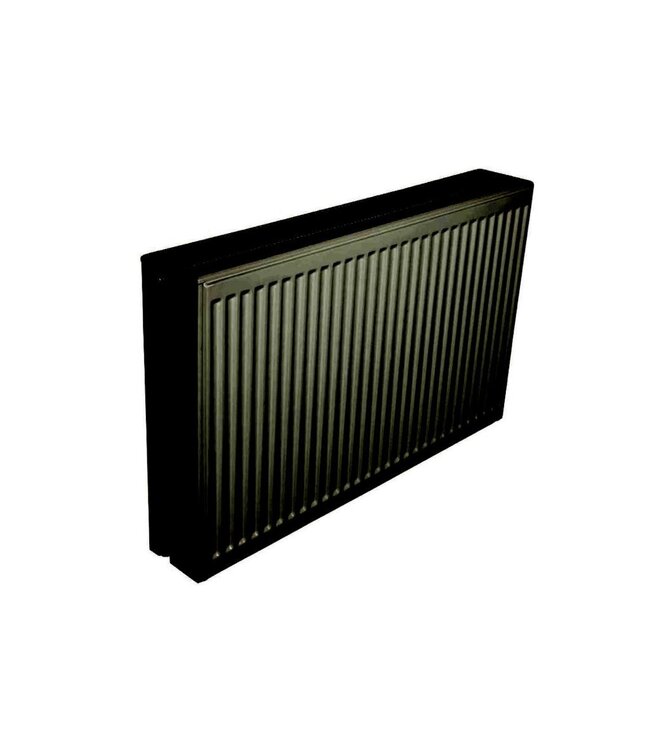  30x200 cm Type 33 - 3672 watts - ECA Panneau radiateur Compact 8 façade nervurée - Noir mat (Ral 9005)