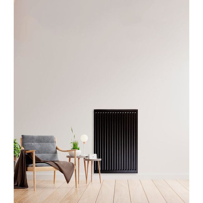  90x40 cm Type 22 - 1247 watts - ECA Panneau radiateur Compact 8 façade nervurée - Noir mat (Ral 9005)