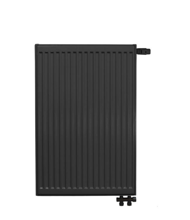  90x40 cm Type 22 - 1247 watts - ECA Panneau radiateur Compact 8 façade nervurée - Noir mat (Ral 9005)