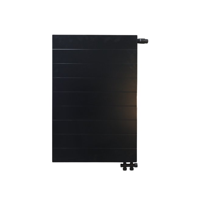  90x40 cm Type 22 - 1247 Watt - ECA Paneelradiator Compact 8 gegroefde voorzijde - Mat Zwart (Ral 9005)