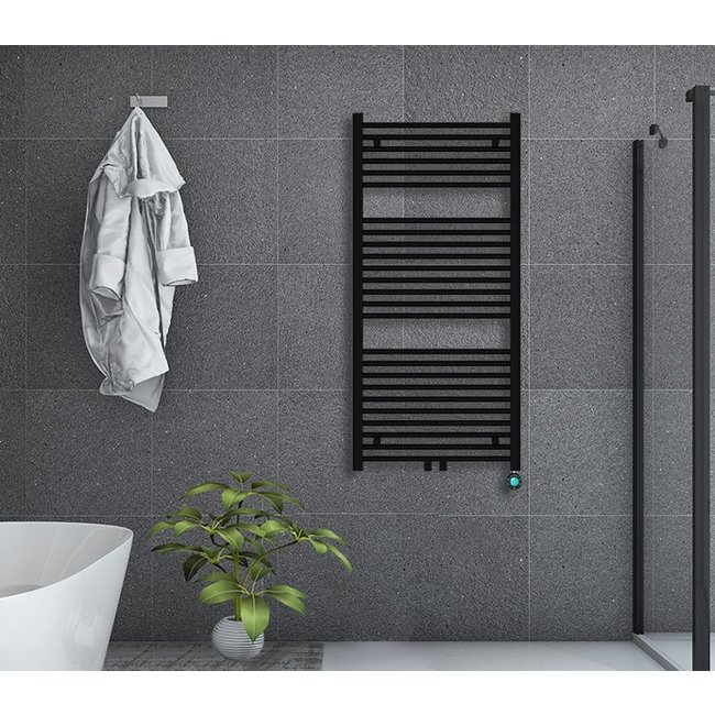  120x40 cm - Radiateur sèche-serviettes électrique Oppio ECO Digital Matt Black (Ral 9005)