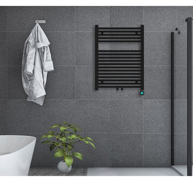  80x60 cm - Radiateur sèche-serviettes électrique Oppio ECO Digital Matt Black (Ral 9005)