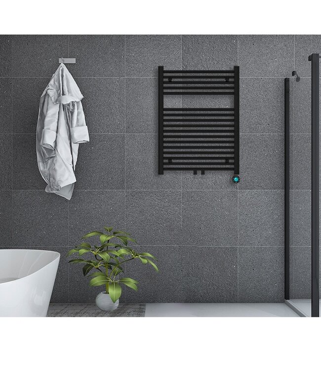  80x60 cm - Radiateur sèche-serviettes électrique Oppio ECO Digital Matt Black (Ral 9005)