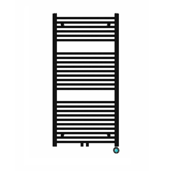  120x60 cm - Radiateur sèche-serviettes électrique Oppio Eco Digital Matt Black (Ral 9005)