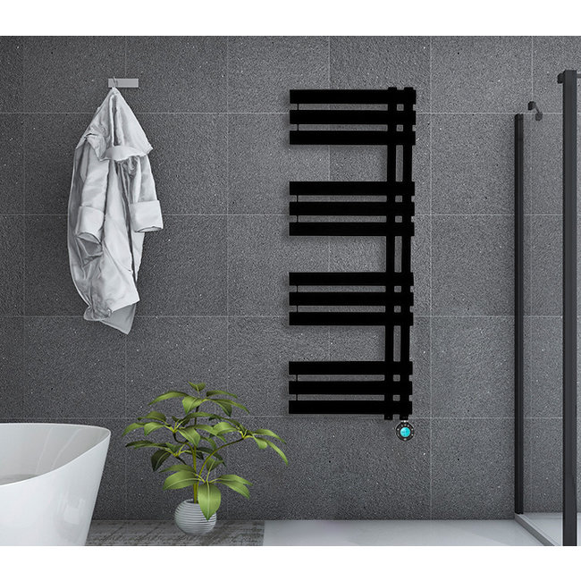  115x40 cm - Radiateur sèche-serviettes électrique Oppio ECO Digital - Noir mat (Ral 9005)