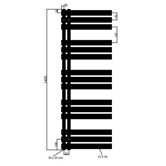  140x40 cm - Radiateur sèche-serviettes électrique Oppio Elite ECO Digital - Noir mat (Ral 9005)