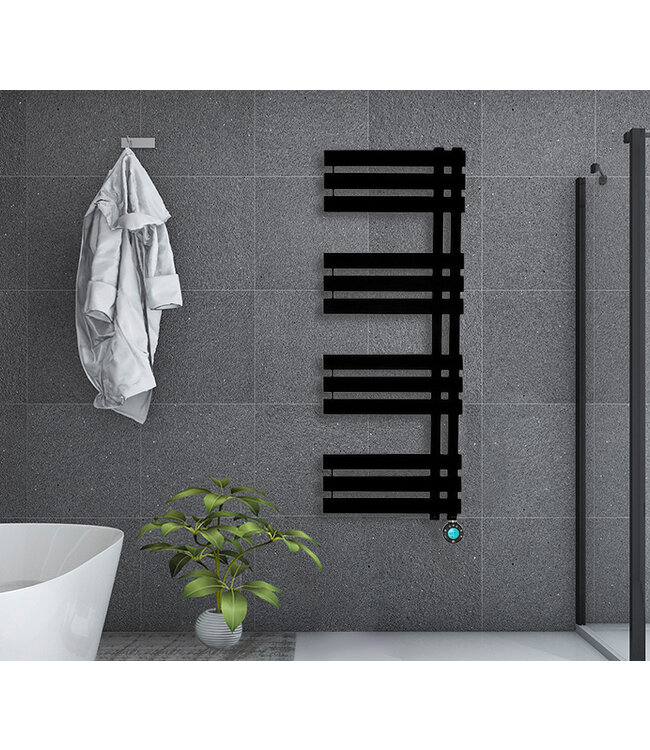  115x50 cm - Radiateur sèche-serviettes électrique Oppio Elite ECO Digital - Noir (RAL 9005)