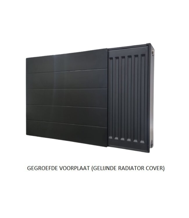  30x140 cm - Radiator Cover Lined (Gegroefde voorplaat) - Zwart (RAL 9005)