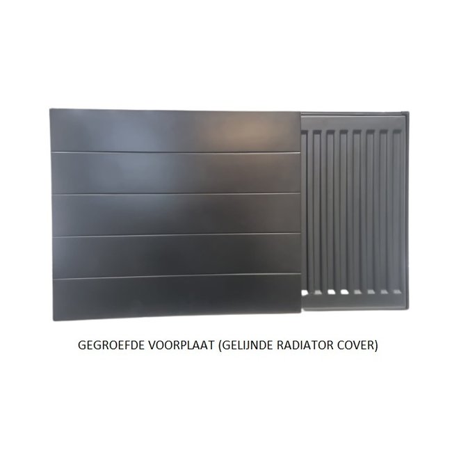  30x160 cm - Radiator Cover Lined (Gegroefde voorplaat) - Zwart (RAL 9005)