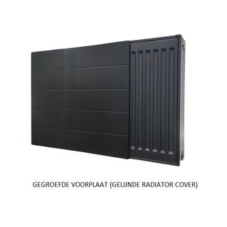 Oppio 50x60 cm - Cache-radiateur doublé (plaque frontale rainurée) - Noir (RAL 9005)